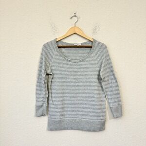 JAMES PERSE Stripe Vintage Raglan Top in Heather Grey